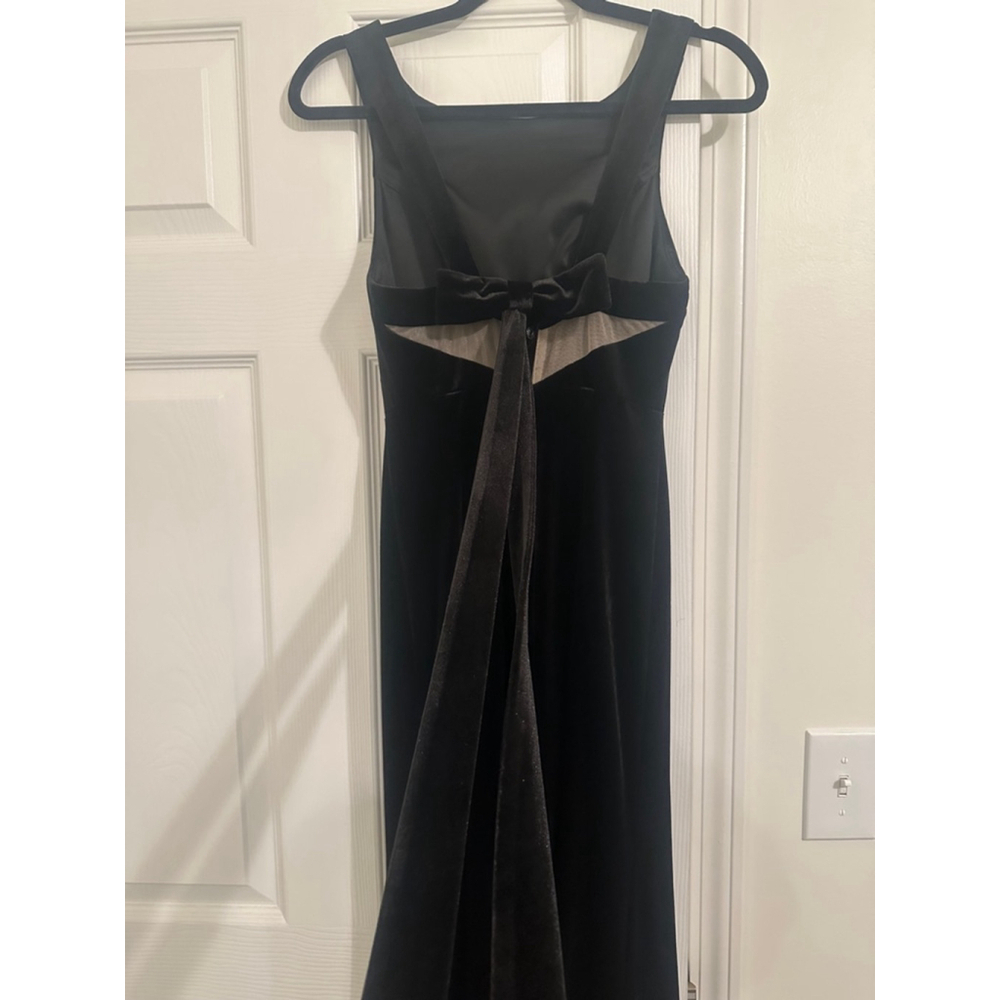 Bridesmaid Prom Formal Black Velvet Long Evening Gown / Dress Size XS